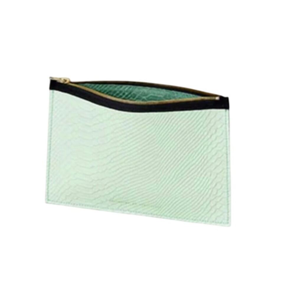 Ampersand as Apostrophe Sideways Tote Mint Python Leather Detachable Clutch - Picture 3 of 4